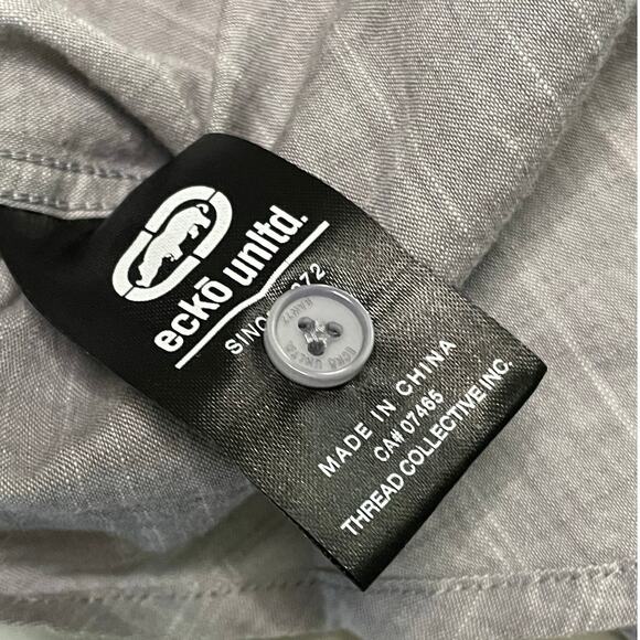 Ecko Unltd Gray Safari Short Sleeve Button Front Shirt XXL - Picture 5 of 9